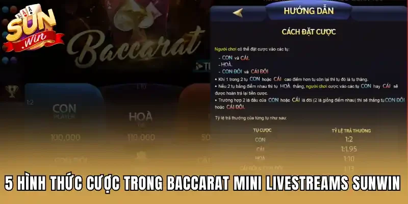 5 Hình thức cược trong Baccarat Mini Livestreams Sunwin