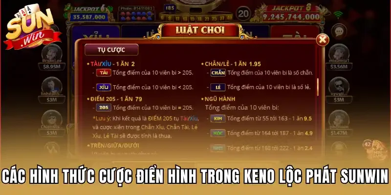 Các hình thức cược điển hình trong Keno Lộc Phát Sunwin