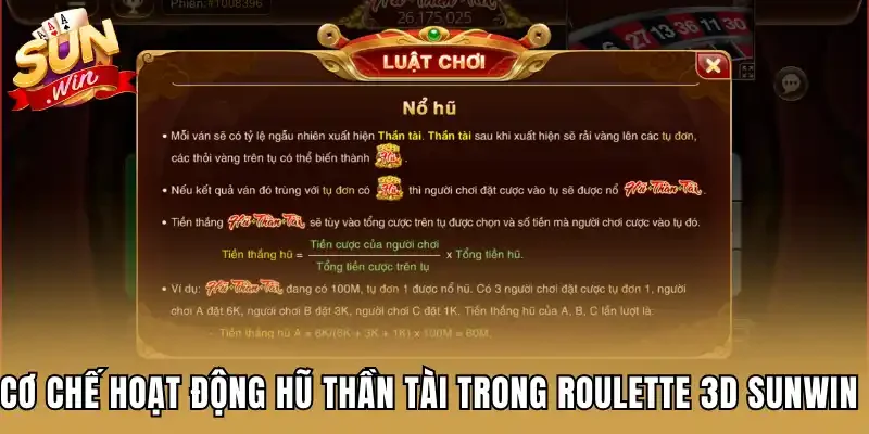 Cơ chế hoạt động hũ Thần Tài trong Roulette 3D Sunwin