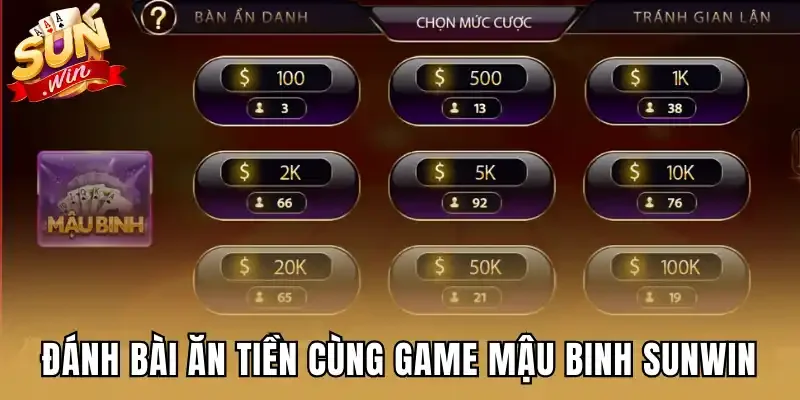 Đánh bài ăn tiền cùng game mậu binh Sunwin