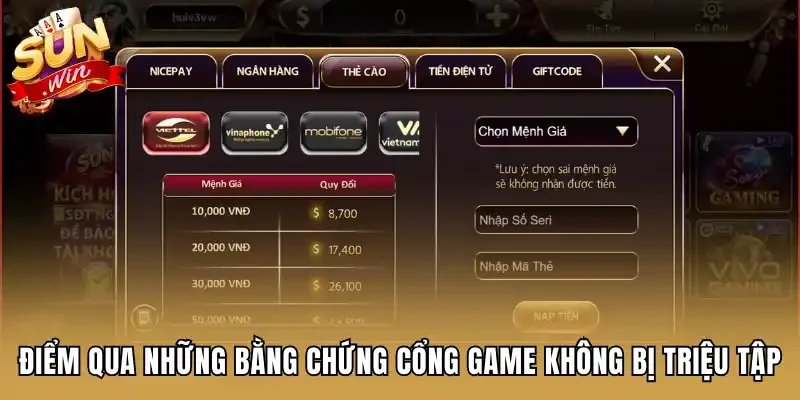 Điểm qua những bằng chứng cổng game không bị triệu tập
