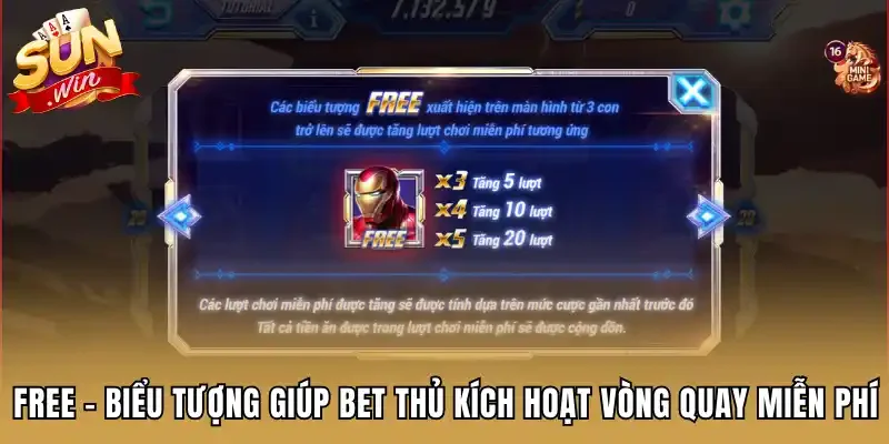 Free - Biểu tượng giúp bet thủ kích hoạt vòng quay miễn phí