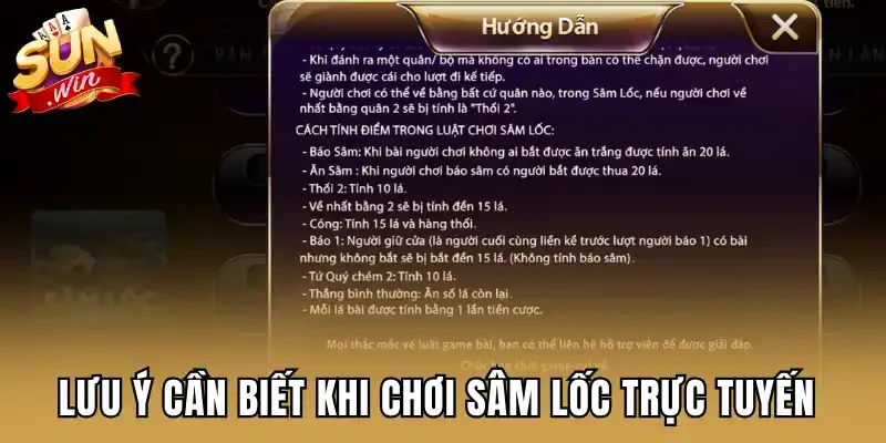 Lưu ý cần biết khi chơi sâm lốc trực tuyến