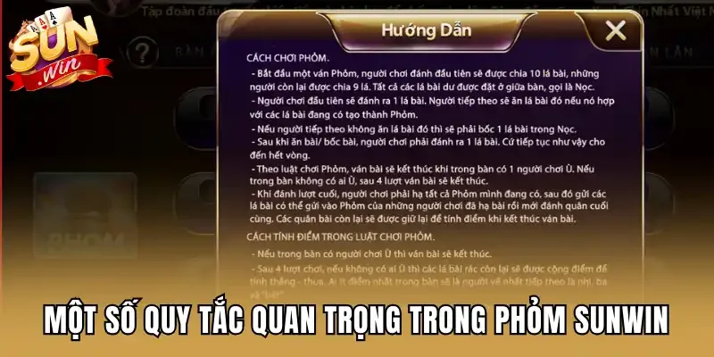 Một số quy tắc quan trọng trong Phỏm Sunwin