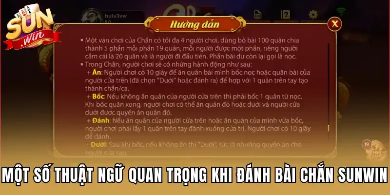 Một số thuật ngữ quan trọng khi đánh bài Chắn Sunwin