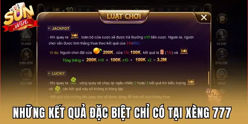 Những kết quả đặc biệt chỉ có tại Xèng 777