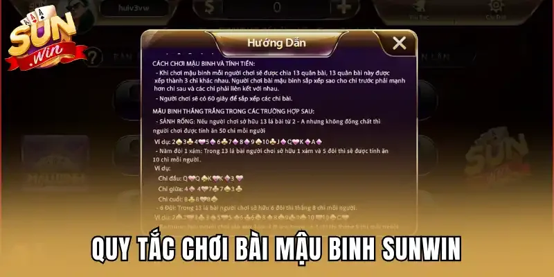 Quy tắc chơi bài mậu binh Sunwin