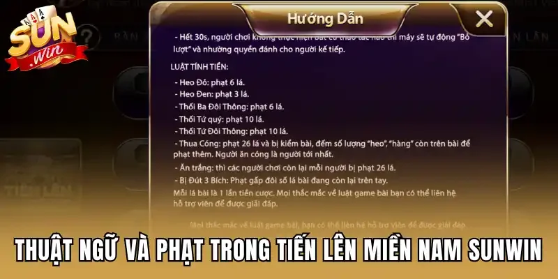 Thuật ngữ và phạt trong Tiến Lên Miền Nam Sunwin