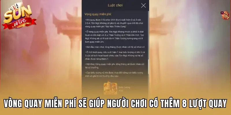 Vòng quay miễn phí sẽ giúp người chơi có thêm 8 lượt quay