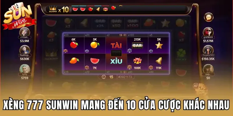Xèng 777 Sunwin mang đến 10 cửa cược khác nhau